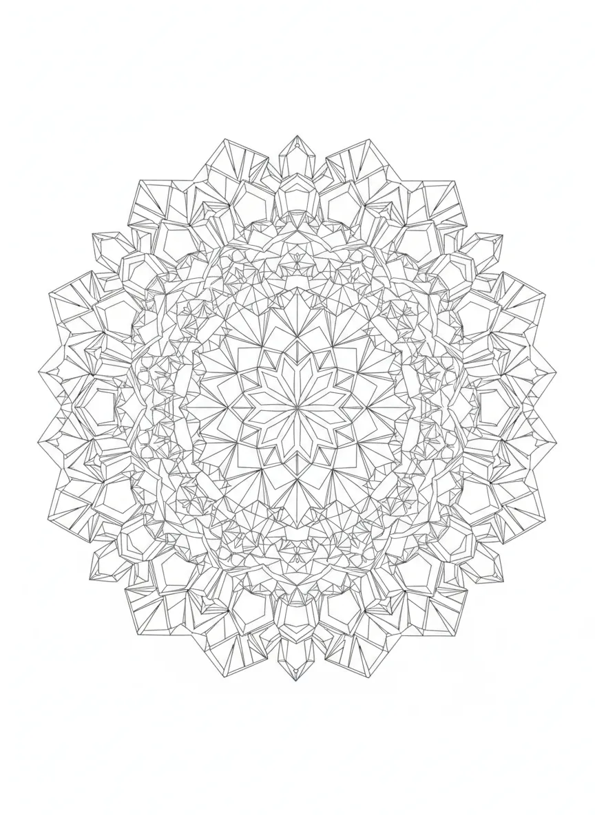 Mandala Cristaux et Gemmes - Coloriage mandala à imprimer gratuitement